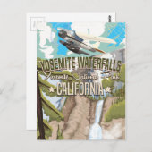 Yosemite Waterfall vintage poster Briefkaart (Voorkant / Achterkant)