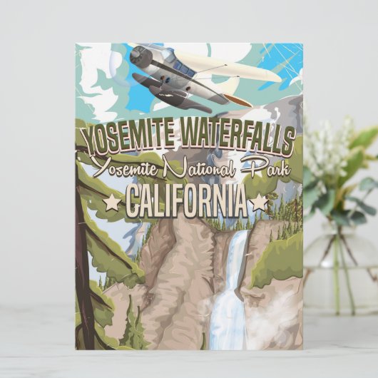 Yosemite Waterfall vintage poster Kaart (Staand voorkant)