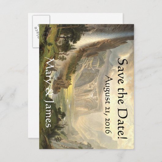 Yosemite Waterfall Vista Save the Date Briefkaart (Voorkant / Achterkant)