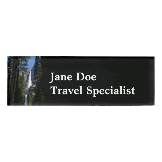 Yosemite-waterval en bossen naambadge (Voorkant)
