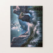 Yosemite-waterval maanverlichte berglandschap legpuzzel (Verticaal)