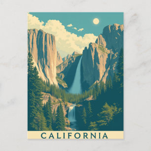 Yosemite Waterval Retro Feestdagenkaart