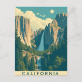Yosemite Waterval Retro Feestdagenkaart (Voorkant)