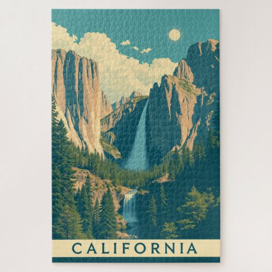 Yosemite Waterval Retro Legpuzzel (Verticaal)