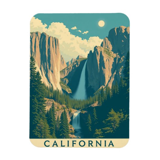 Yosemite Waterval  Retro Magneet (Verticaal)