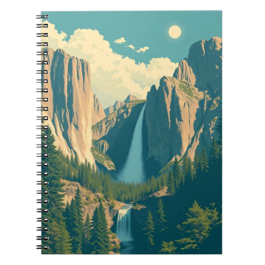 Yosemite Waterval Retro Notitieboek (Voorkant)