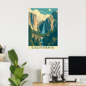 Yosemite Waterval  Retro Poster (Thuiskantoor)