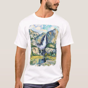 Yosemite-waterval Van Gogh stijl vallei landschap T-shirt