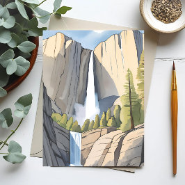 Yosemite-watervallen | Nationaal Park Aquarel Briefkaart
