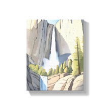 Yosemite-watervallen | Nationaal Park Aquarel