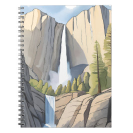Yosemite-watervallen | Nationaal Park Aquarel Notitieboek