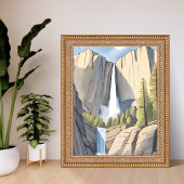 Yosemite-watervallen | Nationaal Park Aquarel Poster