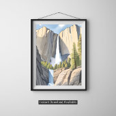 Yosemite-watervallen | Nationaal Park Aquarel Poster