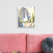 Yosemite Watervallen | National Park Waterverf Canvas Afdruk (Insitu (Woonkamer))