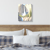 Yosemite Watervallen | National Park Waterverf Canvas Afdruk (Insitu (Slaapkamer))