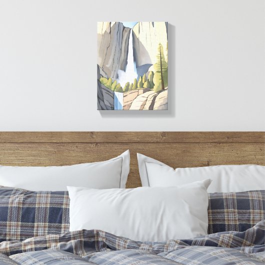 Yosemite Watervallen | National Park Waterverf Canvas Afdruk (Insitu (Slaapkamer))