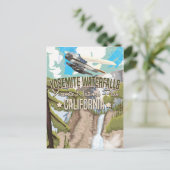 Yosemite-watervallen vintage reisposter briefkaart (Staand voorkant)