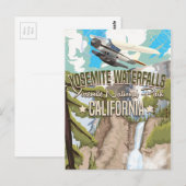 Yosemite-watervallen vintage reisposter briefkaart (Voorkant / Achterkant)