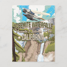 Yosemite-watervallen vintage reisposter briefkaart