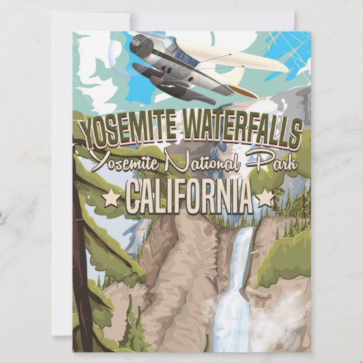 Yosemite-watervallen vintage reisposter kaart (Voorkant)