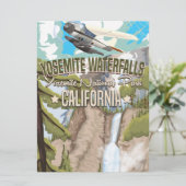 Yosemite-watervallen vintage reisposter kaart (Staand voorkant)