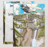 Yosemite-watervallen vintage reisposter kaart (Voorkant / Achterkant)