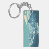 Yosemite Winter Retro: Half Dome & Besneeuwde Piek Sleutelhanger (Voorkant Links)