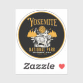 Yosemite Woodland Scenery with Retro Wolf Sticker (Vel)