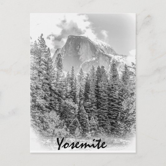 Yosemite's Half Dome in de winter met Yosemite Tek Briefkaart (Voorkant)