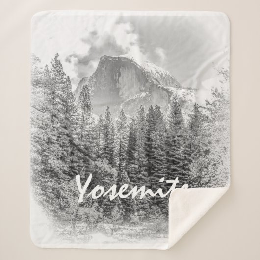 Yosemite's Half Dome in de winter met Yosemite Tek Sherpa Deken (Voorkant)