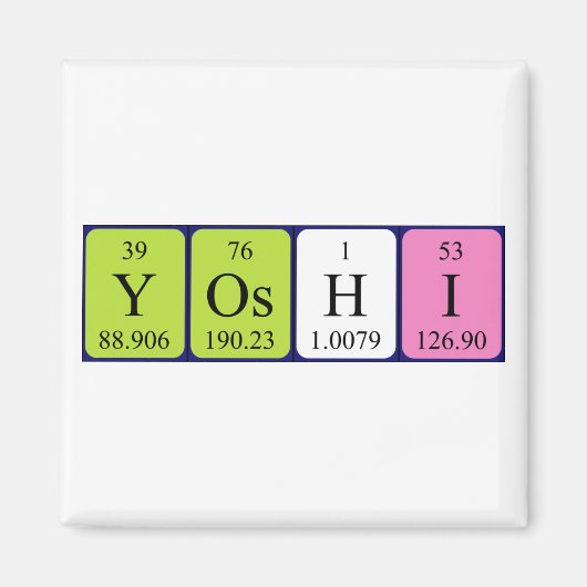 Yoshi periodieke lijstnaam magnet (Voorkant)