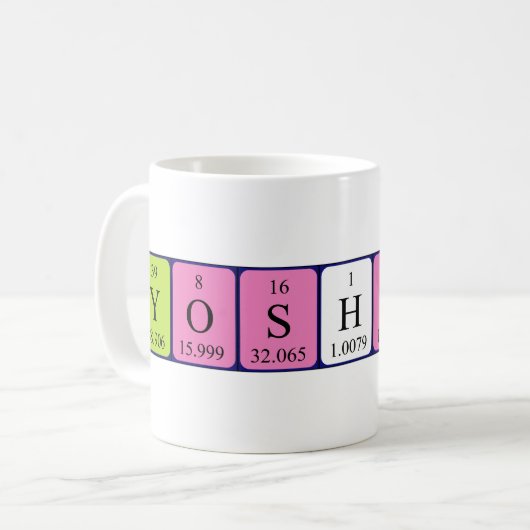 Yoshiko periodieke lijstnaam mok (Voorkant links)