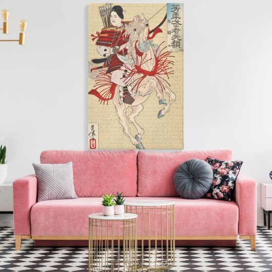 Yoshitoshi Vrouw Warrior Samurai Hangaku Gozen Canvas Afdruk (Insitu (Woonkamer))