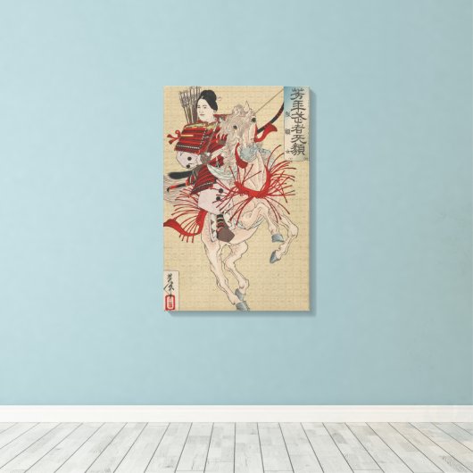 Yoshitoshi Vrouw Warrior Samurai Hangaku Gozen Canvas Afdruk (Insitu (Houten vloer))