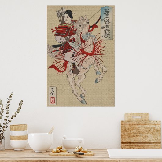 Yoshitoshi Vrouw Warrior Samurai Hangaku Gozen Poster (Keuken)