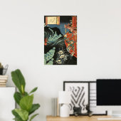 Yoshitsune vs. de Taira-geesten: Oude houtsnede Poster (Thuiskantoor)