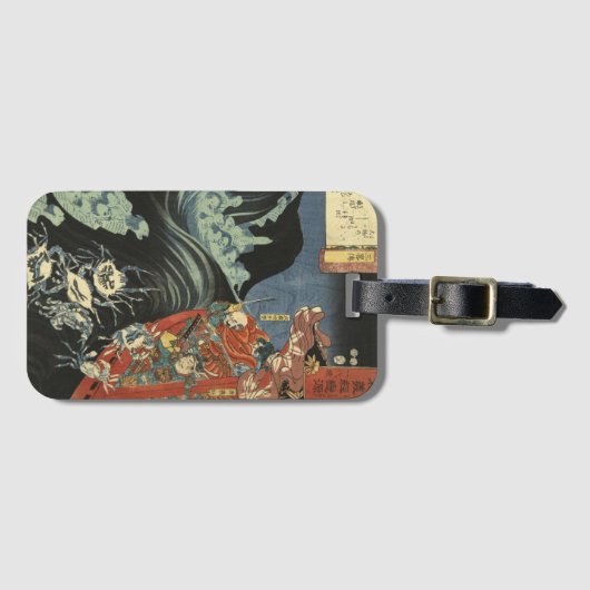 Yoshitsune vs. de Taira Ghosts: Japans Ukiyo-e Bagagelabel (Voorkant (horizontaal))