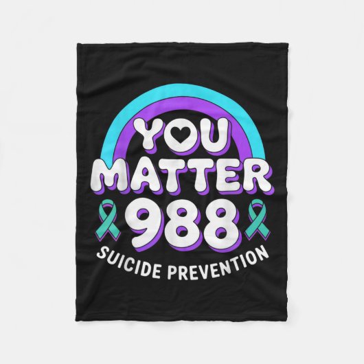 You 988 Suicide Prevention Awareness Rainbow Ribbo Fleece Deken (Voorkant)