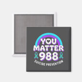 You 988 Suicide Prevention Awareness Rainbow Ribbo Magneet (Voorkant / Achterkant)