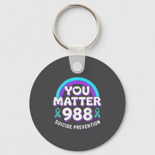 You 988 Suicide Prevention Awareness Rainbow Ribbo Sleutelhanger (Voorkant)