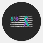 You 988 Suicide Prevention Awareness Ribbon  Ronde Sticker (Voorkant)