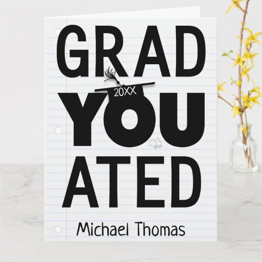 YOU Afgestudeerd Naam en Datum Groot Kaart (Gele Bloem)