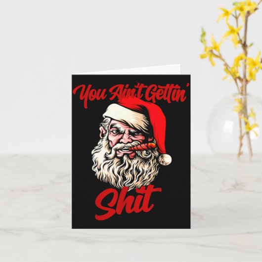 You Ain't Getting Santa Cool Baked Weed Joint Xmas Kaart (Gele Bloem)