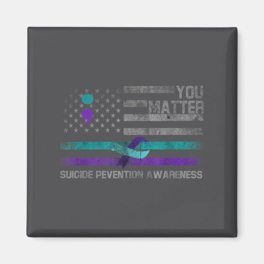 You American Flag Suicide Prevention Awareness  Magneet (Voorkant)