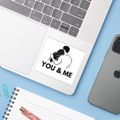 You And Me Minimal Vinyl Sticker (Laptop met iPhone)