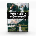 You and Me Picture Perfect Newlywed Black Fotoblokken<br><div class="desc">Whimsical and playful wedding keepsake featuring 3 photos of the newlyweds with a typography text that says "you   me = picture perfect." Black.</div>