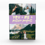 You and Me Picture Perfect Newlywed Lemon Wisteria Fotoblokken<br><div class="desc">Whimsical and playful wedding keepsake featuring 3 photos of the newlyweds with a typography text that says "you   me = picture perfect." Lemon wisteria.</div>