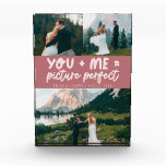 You and Me Picture Perfect Newlywed Pink Fotoblokken<br><div class="desc">Whimsical and playful wedding keepsake featuring 3 photos of the newlyweds with a typography text that says "you   me = picture perfect." Pink.</div>