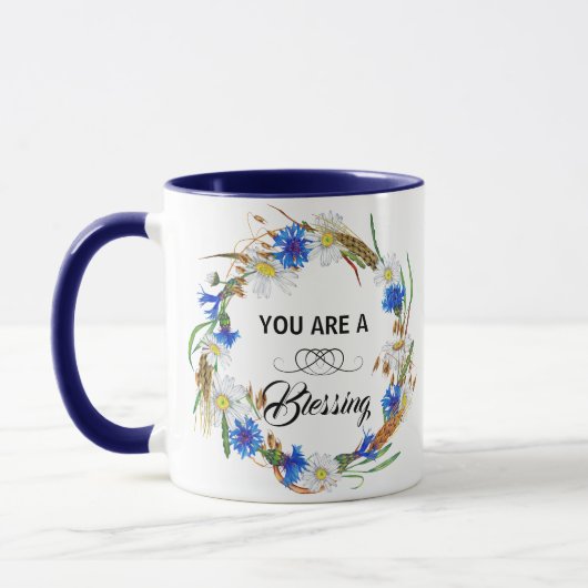 You Are A Blessing Ceramic Coffee Mug - Navy Blue Mok (Links)