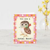 You are a total Hoot Cute Funny Owl Valentine Kaart (Gele Bloem)